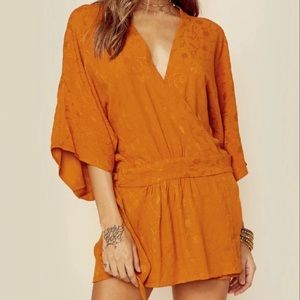Tru Blue by Planet Blue Kimono Wrap Mini Dress Burnt Orange XS
